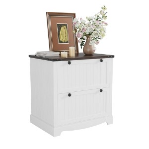 2 Drawer Farmhouse File Cabinet, 30" Wood Lateral Filing Cabinet with Hanging File Folders for Home, Office - 1 of 4