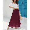 Women's Chiffon Boho Maxi Skirt - High Waist Tiered Pleated Floral A-Line Long Skirt Wine - 2 of 4