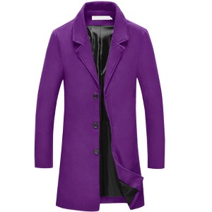 Lars Amadeus Men's Classic Solid Slim Fit Notch Lapel Single Breasted Overcoat - 1 of 4