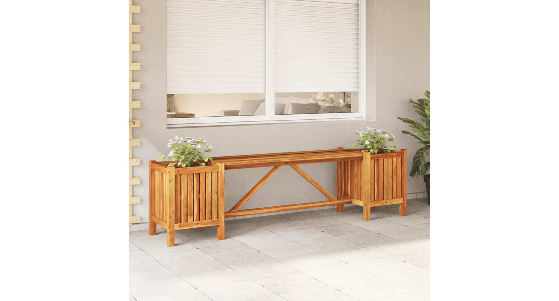 Garden Bench Light Brown Solid Acacia Wood