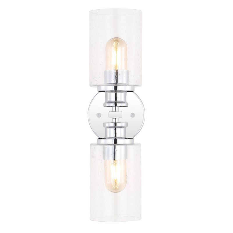 16.5&#34; LED 2-Light Jules Edison Cylinder Iron/Seeded Glass Contemporary Wall Sconce Chrome - JONATHAN Y, 4 of 8