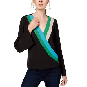 I.N.C International Concepts Womens Colorblock Pullover Blouse, Black, Medium - 1 of 1