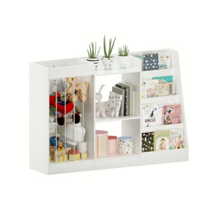 TopComfy Decorative Bookshelf Kids Bookshelf and Toy Storage 3 Tier Book Shelf Baby Bookcase with Animal for Bedroom, White, 47.24"*9.45"*31.49" - 1 of 4