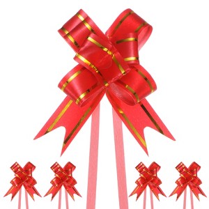 Unique Bargains Plastic Durable Glossy Appearance Waterproof Gift Wrap Satin Pull Bows 100 Count - 1 of 4