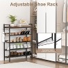 Attop Shoe Rack for Front Door Entrance, 4 Tier Height-Adjustable Metal Shoe Rack, Wooden Top, Heavy Duty Shoe Organizer for Bathroom, Include Hook - 3 of 4