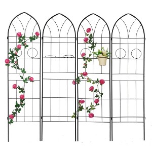 Lirago 78.7"H * 19.7"W * 1"D,4 Pack Metal Garden Trellis Rustproof Climbing Plant Support for Outdoor Flowers, Vines, Vegetables Black Powder-Coated - 1 of 4