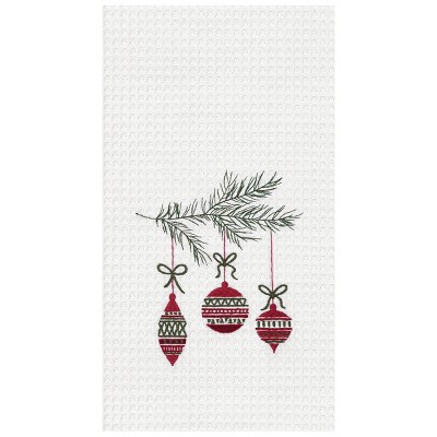 C&F Home 27" x 18" Christmas Ornaments Embroidered Cotton Waffle Weave Kitchen Dishtowel