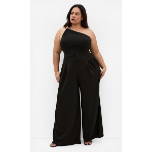 CITY CHIC | Amber One Shoulder Jumpsuit - black | 16W : Target