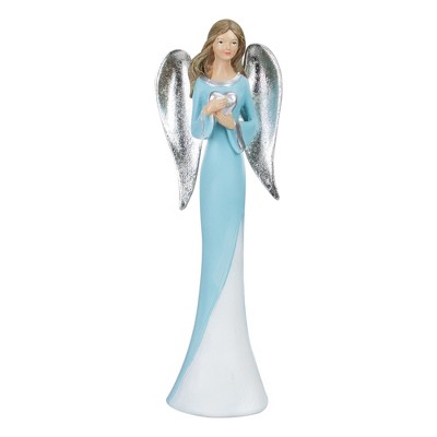 Northlight 16" Blue and White Angel Figure Holding a Heart