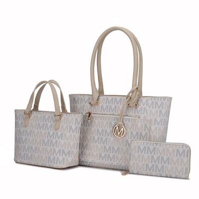 MKF Collection Lady II M Signature Large Tote, Small Tote & Wallet Set Vegan Leather, Stylish Women’s Handbag M Design by Mia K