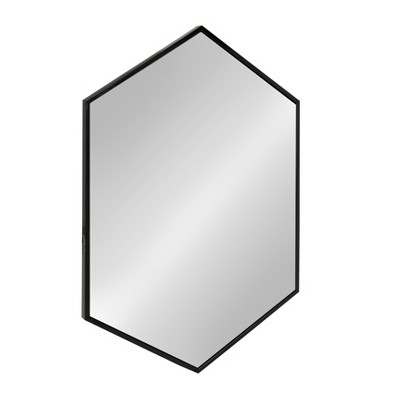 Elegant Hexagon Black Iron Wall Mirror, 31x22 Inch