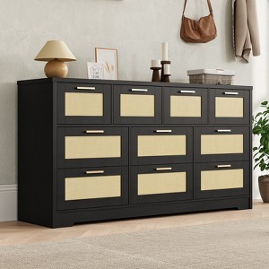 10-Drawer Rattan Drawers - Storage Chest, Bedroom Storage Furniture, Multi-Drawer Storage Unit, Wooden Chest of Drawers, Home Organization Furniture - 1 of 4