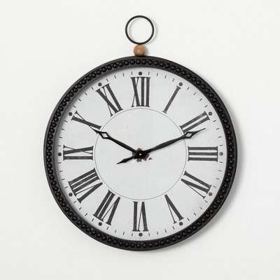 Sullivans 28.5" Black Bead Rimmed Wall Clock, Metal