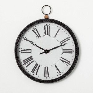 Sullivans 28.5" Black Bead Rimmed Wall Clock, Metal - 1 of 3