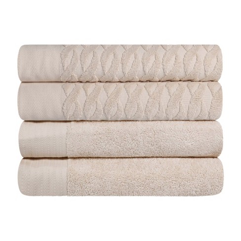 Premium Cotton Solid, Herringbone Jacquard Medium Weight 4-piece, Bath ...