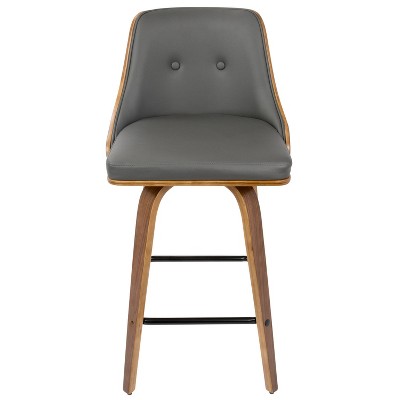 Gianna Gray and Walnut Swivel Counter Stools Set of 2