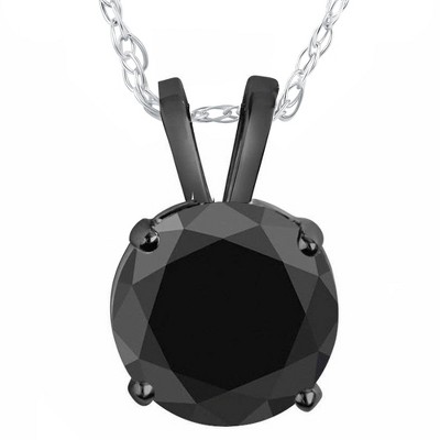 Pompeii3 2 1/4 Ct Black Diamond Solitaire Pendant Necklace In 14k Black Gold
