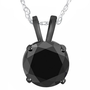Pompeii3 2 1/4 Ct Black Diamond Solitaire Pendant Necklace In 14k Black Gold - 1 of 3