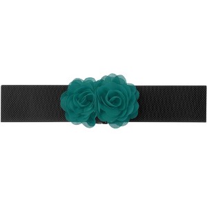 INSPIRE CHIC Women's Elastic Wide Double-Flower Stretch Corset Waist Belt 1 Pc - 1 of 4