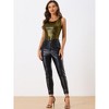INSPIRE CHIC Women's U-Neck Stretchy Slim Fit Shiny Sparkly Metallic Tank Top - 2 of 4