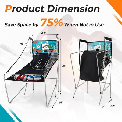 Green Dual Shot Basketball Arcade Game with Metal Frame and Polyester Ramp