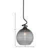 Toltec Lighting Capri 1 - Light Pendant in  Matte Black with 12" Smoke Ribbed Shade - 2 of 2