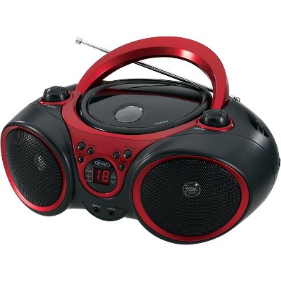 JENSEN CD490 Portable Stereo CD Player with AM/FM Radio and Aux Line-In, Red and Black