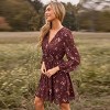 Women's Floral Long Peasant Sleeve Chiffon A-Line Mini Dress - Cupshe - 4 of 4