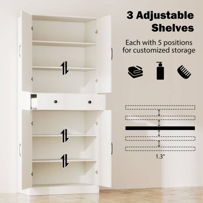 Costway 72" Tall Kitchen Pantry Modern Farmhouse Cupboard Cabinet with 4 Barn Doors White — фото 6