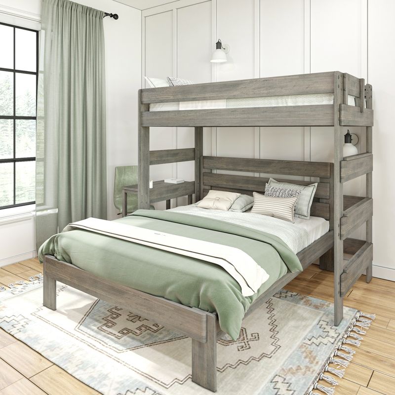 Max & Lily Farmhouse Twin over Queen L-Shaped Bunk Bed with Desk, 2 of 6
