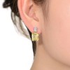 Elegant White Gold Plated Rectangle Stud Earrings Adorned with Vibrant Colored Cubic Zirconia for a Bold and Refined Look - 2 of 3