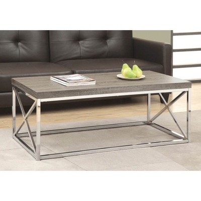 Dark Taupe Wood and Chrome Rectangular Coffee Table