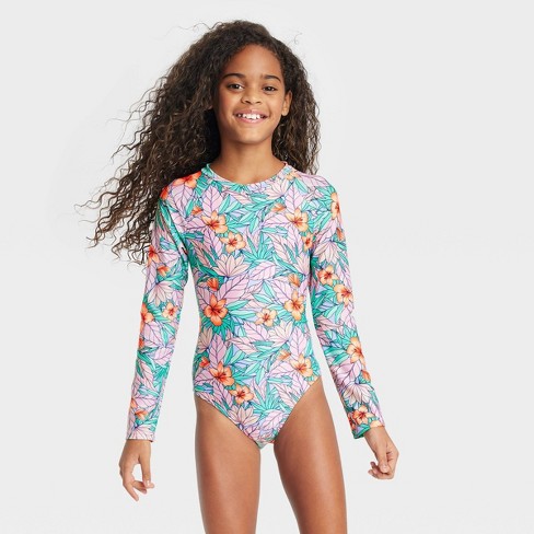 Girls Swimsuits, One Piece and Long Sleeve Swimsuits