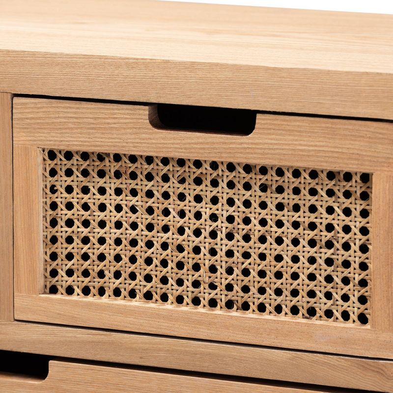 Alina Wood and Rattan 4 Drawer Accent Chest Oak - Baxton Studio, 6 of 10
