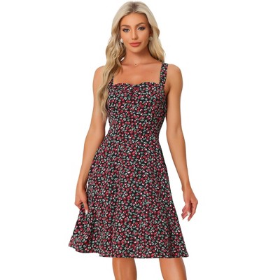 Allegra K Women's Sweetheart Neck Sleeveless Smocked A-Line Midi Dress