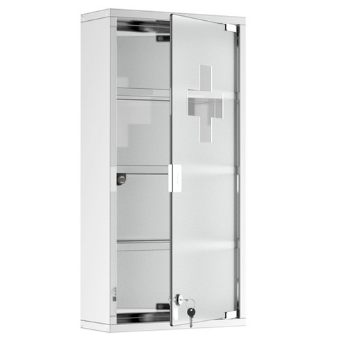 Medicine Cabinet with Lock, Storage Shelves, Locking Medical