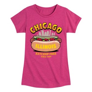 Girls' - Instant Message - Chicago Hot Dog Skyline Fitted Short Sleeve Graphic T-Shirt - 1 of 4