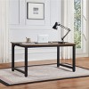 GlasFlength Desks Metal Frame Rustic Computer Desk Gaming Desk Home Office Desk Simple Design for Small Spaces, Brown, 59.84"*31.5"*29.13" - 2 of 4