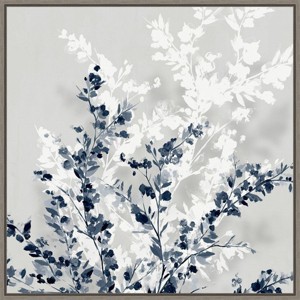 22" x 22" Blue Spring II by Isabelle Z Framed Canvas Wall Art Gray Wash - Amanti Art: Modern Abstract Botanical Decor - 1 of 4