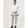 Lars Amadeus Men's Color Block Slim Fit Flat Front Plaid Dress Pants - 3 of 4