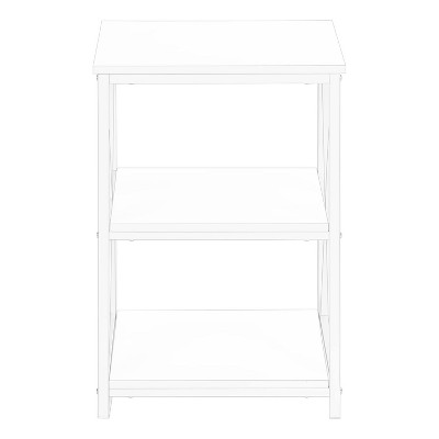 White Metal and Wood Square Contemporary Side Table