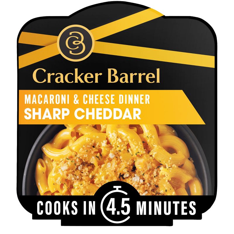 Cracker Barrel Sharp Cheddar Mac and Cheese Single Bowl Easy Microwaveable Dinner - 3.8oz, 1 of 11
