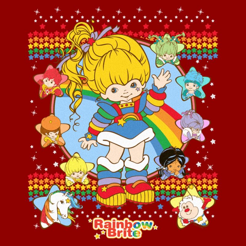 Women's Rainbow Brite Ugly Sweater Characters T-Shirt, 2 of 5