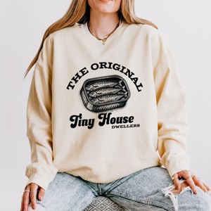 Simply Sage Market Original Tiny House Dwellers Lightweight Garment Dyed Sweatshirt - XL - Ivory - 1 of 4
