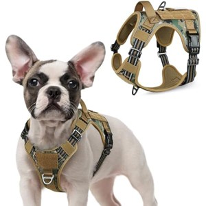 rabbitgoo Tactical Dog Harness for Small Dogs, No Pull Military Service  Reflective Straps, Brown camo, S - 1 of 1