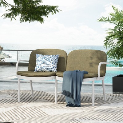 Weather-Resistant Outdoor Loveseat with Water-Repellent Cushions, Rust-Resistant PP Frame, and Ergonomic Design for Maximum Comfor-Coolbibila