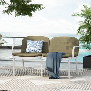 Weather-Resistant Outdoor Loveseat with Water-Repellent Cushions, Rust-Resistant PP Frame, and Ergonomic Design for Maximum Comfor-Coolbibila - 1 of 4