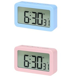 REGALWOVEN 2 Pcs Digital Smart Battery Powered Snooze Home Decor Alarm Clock 3.3 x 2 x 0.8 Inches - 1 of 4