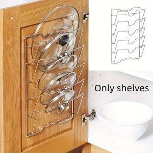 1pc Multifunctional Kitchen Pot and Lid Rack Wall-mounted Storage Rack Cutting Board Storage Rack - 1 of 4