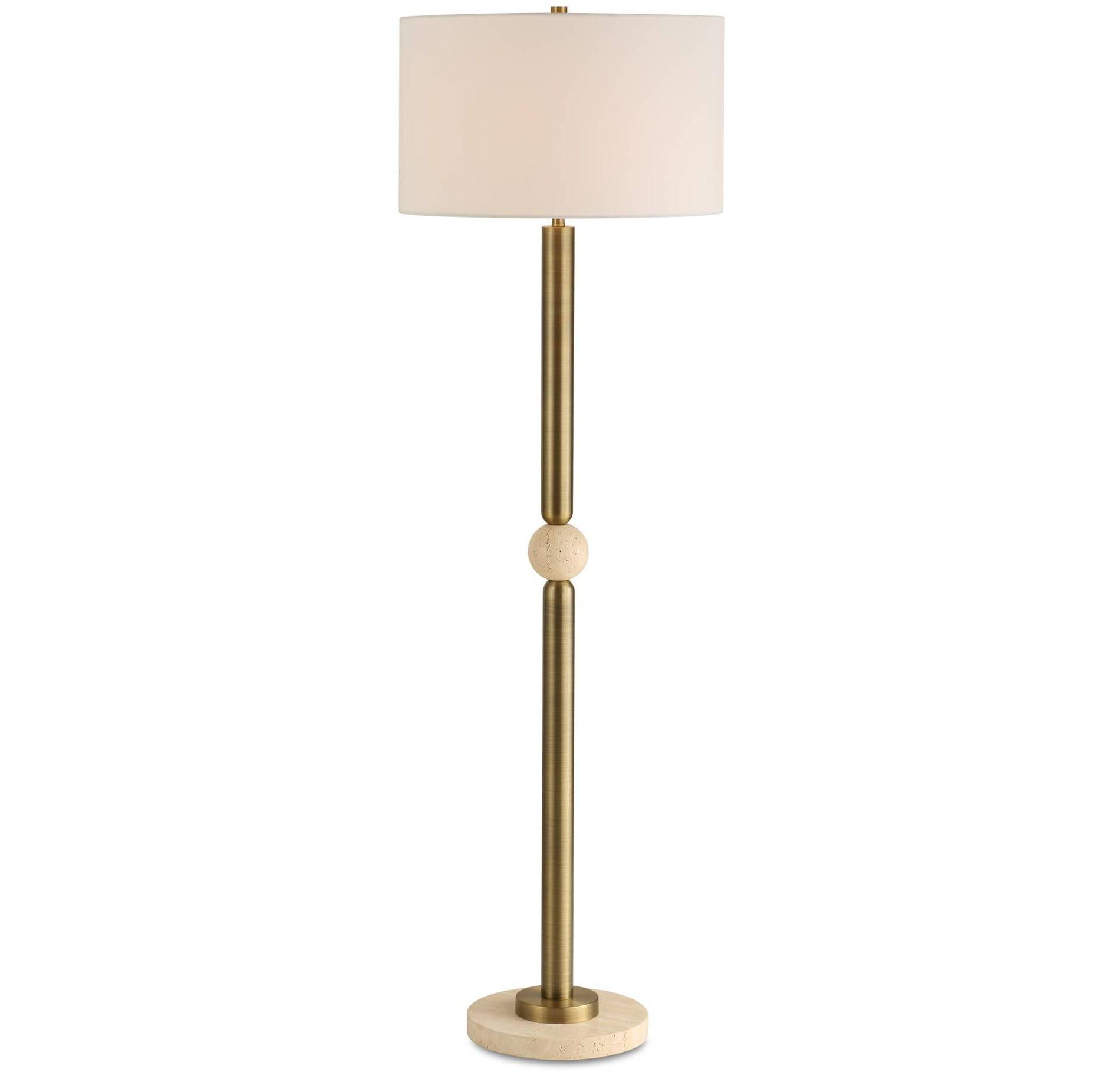 Uttermost Hudson 61 1/2" Gold Steel and Travertine Floor Lamp